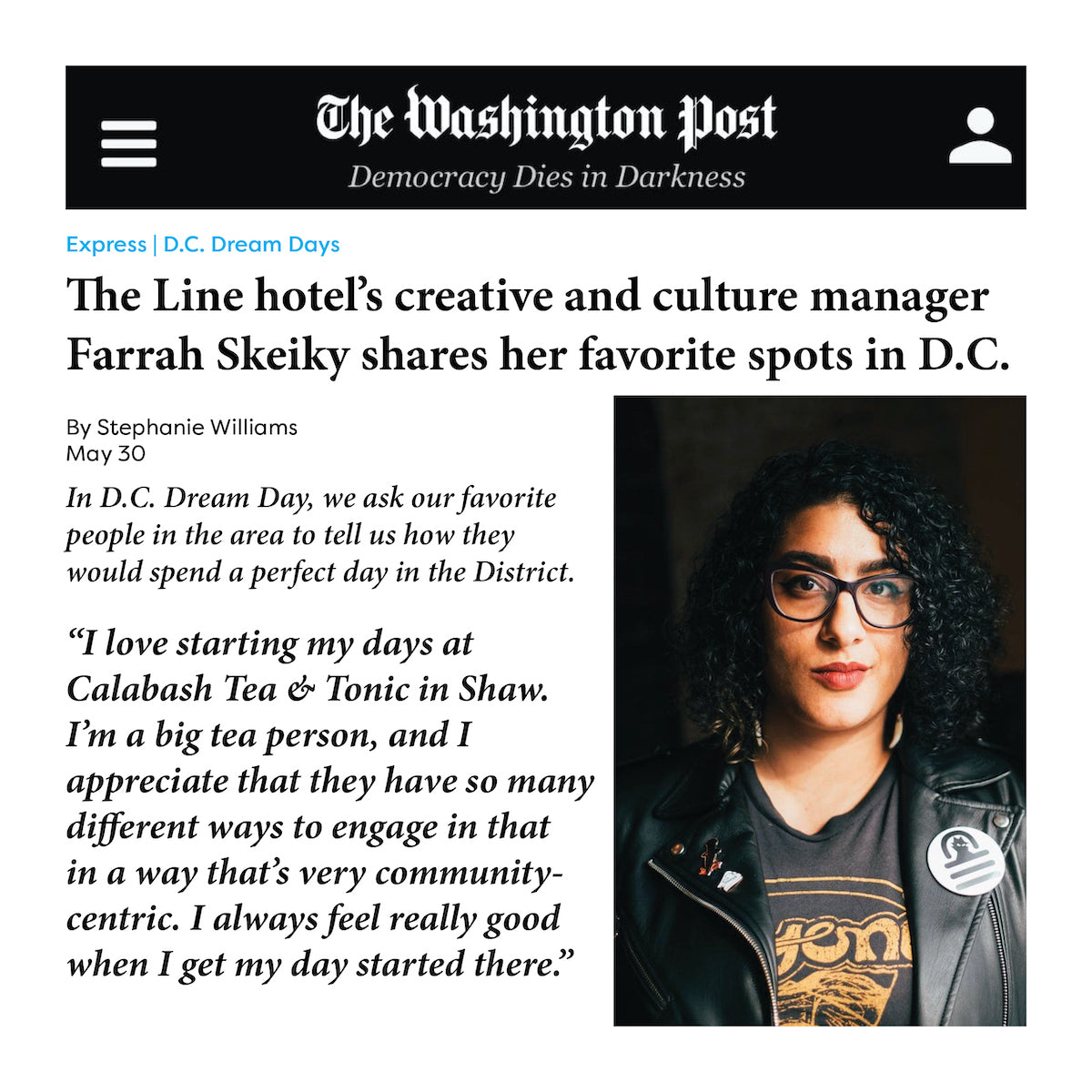 The Washington Post - Farrah Skeiky shares her favorite spots in DC