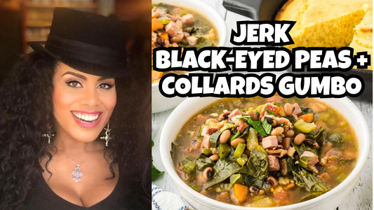 JERK BLACK-EYED PEAS + COLLARDS GUMBO
