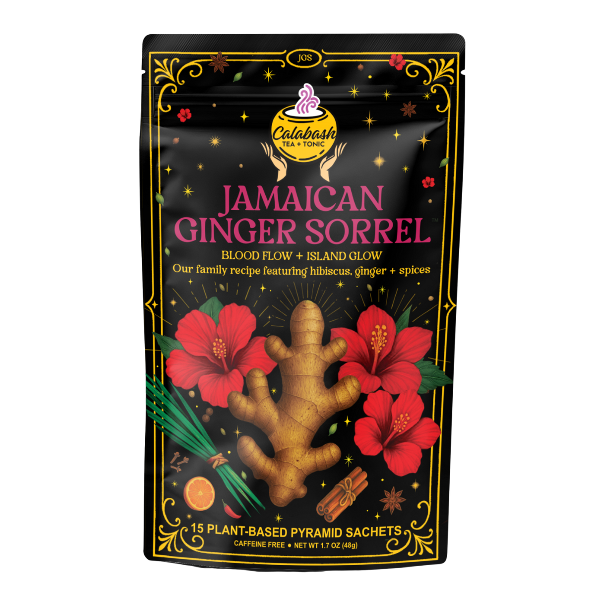 JAMAICAN GINGER SORREL: sugar + pressure support